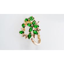 кольцо фианит зеленый камелия