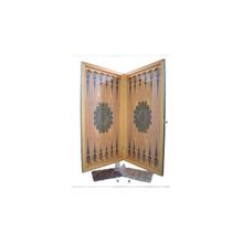 Нарды большие с цветным рисунком, деревянные шашки