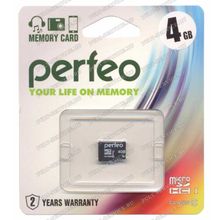 Карта памят 4 Gb Perfeo MicroSD (Class10)