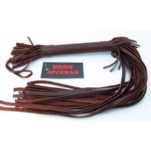 БДСМ Арсенал Коричневая кожаная плётка - 60 см. (коричневый)