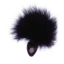 Анальная втулка с чёрным заячьим хвостом 4 см