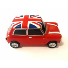 Флешка Автомобиль Мини Купер пластик красный с флагом