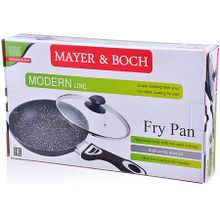 27682 Сковорода 24см мрам крошка с крышкой МВ (х8)