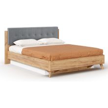 Алмаз. Любимый дом Марта-2 Кровать 1600 (с ПМ и мягкой накладкой, точечная утяжка Neo 25) (Дуб Золотой Глубокий серый)