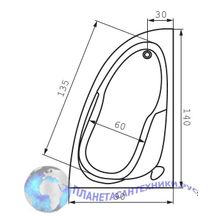 Ванна акриловая Cersanit Joanna 140х90 правая