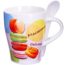 28476 Кружка MACARONS 340 мл с ложкой LR (х36) (28476)