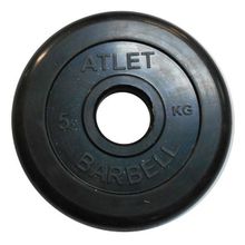 Диск обрезиненный черный Atlet Barbell d-51 мм 5 кг