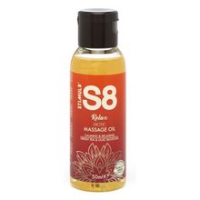 Stimul8 Массажное масло S8 Massage Oil Relax с ароматом зеленого чая и сирени - 50 мл.
