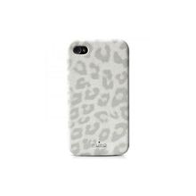 PURO Leopard Vertical Flip для iPhone 4 4S, (эко-замша, серый)