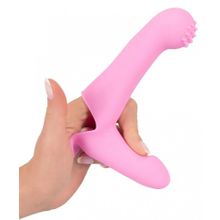 Нежно-розовая двойная вибронасадка на палец Vibrating Finger Extension - 17 см. (233776)