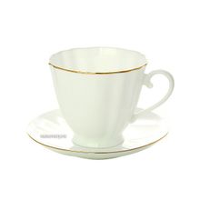 Чашка с блюдцем чайная форма "Гвоздика", рисунок "Золотой кантик", Императорский фарфоровый завод