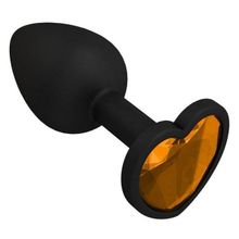 Черная силиконовая пробка с оранжевым кристаллом - 7,3 см. Оранжевый
