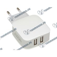 Зарядное устройство Ginzzu "GA-3010UW", 2xUSB, белый (2100 мА) (ret) [140403]