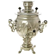 Набор "Серебряная фантазия": самовар электрический 3 литра никелированный с подстаканниками "Вокзалы Москвы", арт. 130450п