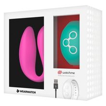 Розовый вибратор для пар с зеленым пультом-часами Weatwatch Dual Pleasure Vibe (244963)