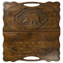 Нарды резные "Медведь" с ручкой