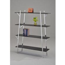 Стеллаж с 4-мя полками MK-6314-BK. Хром + Чёрный