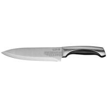 Нож LEGIONER "FERRATA" шеф-повара, рукоятка с металлическими вставками, лезвие из нержавеющей стали,