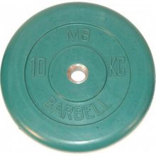 Диск обрезиненный MB Barbell d-26mm 10кг, зеленый