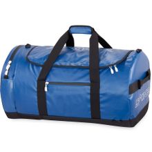 Большая синяя непромокаемая сумка из полиэстера DAKINE CREW DUFFLE 90L BLUE с боковым карманом на молнии и ремнём