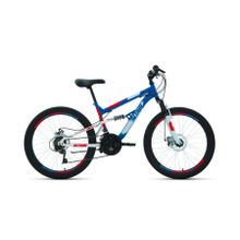 Подростковый горный (MTB) велосипед ALTAIR MTB FS 24 Disc синий красный 15" рама