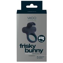 Чёрное эрекционное перезаряжаемое виброкольцо VeDO Frisky Bunny Черный
