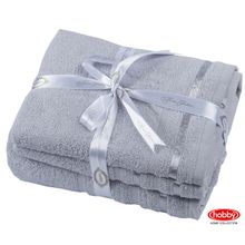 Полотенце махровое в пвх уп. 50x90+70x140 "NISA", св. серый, 100% Хлопок