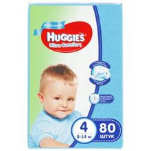 Huggies Ultra Comfort 4 (8-14 кг) для мальчиков 80 шт