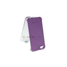 Кожаный чехол-книжка SmartBuy Le Grain для iPhone 5, фиолетовый SBC-Le Grain-F