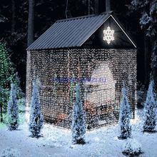 Занавес для улицы "Мерцание" 2*3,0 м 480 ламп LED, прозрач.пров, Белый (возможность соединения)