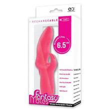 Розовый вибратор со стимулятором клитора MATES FANTASY RECHARGE VIBRATOR - 17 см. Розовый