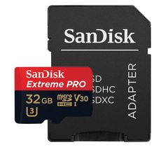 Sandisk Карта памяти SanDisk Extreme Pro microSDHC Class 10 UHS Class 3 V30 A1 100MB s 32GB + SD adapter