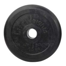 Диск обрезиненный черный d-51mm 15кг с металлической втулкой Lite Weights RJ1050-15