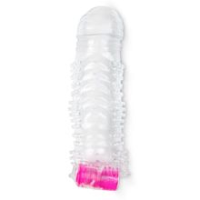 Brazzers Прозрачная насадка на пенис с шипами и вибропулькой - 13 см. (прозрачный)