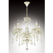 Подвесная люстра "свечи" TAVIANO бежевый зол.патина  декор стекло подвески хрусталь E14 5*60W 2923 5