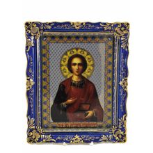 Икона Святого Пантелеймона. Гжельский фарфор. арт. 0985