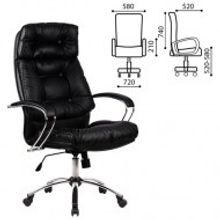 Кресло офисное МЕТТА LK-14CH", кожа, хром, черное"