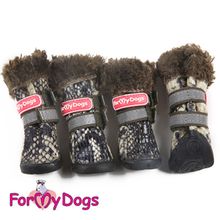 Тёплые сапожки для собак на резиновой подошве черно-коричневый FMDX612B-2015