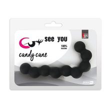 Чёрная анальная цепочка SEE YOU CANDY CANE ANAL BEADS - 13,1 см. Черный