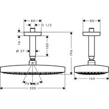 Верхний душ Hansgrohe Raindance Select E300 2jet (27384000) (300 мм)