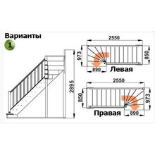 Лестница ЛС-215М Л New 14 ступеней (с поручнем), сосна