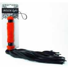 БДСМ арсенал Нежная плеть с красным мехом BDSM Light - 43 см.