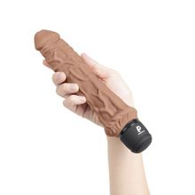 PowerCocks Кофейный вибратор-реалистик 8  Girthy Realistic Vibrator - 24,5 см. (кофейный)