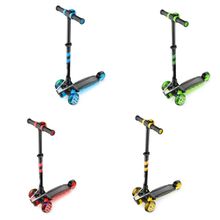 Трёхколёсный самокат с ревом мотора и светящейся платформой Small Rider Premium Pro  (зеленый)