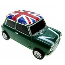 Флешка Автомобиль Мини Купер пластик зеленый с флагом