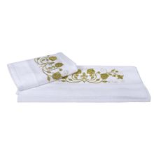 Махровое полотенце со стразами с вышивкой 50x90 "ZUMRUT", белое, 100% Хлопок