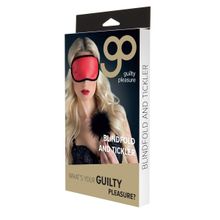 Blush Novelties Набор для игры Two-Toned Blindfold and Tickler - маска на глаза и пуховая кисточка (красный с черным)