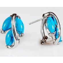 Серьги с (RH) бирюзой "Большой рис"