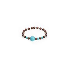 Серебряный браслет Восток из бирюзы и жемчуга цвета «шоколад» nasonpearl, арт. AB_Vostok