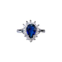 Кольцо с камнем на выбор в виде капли (Цвет: Синий, Размер: 17.35)